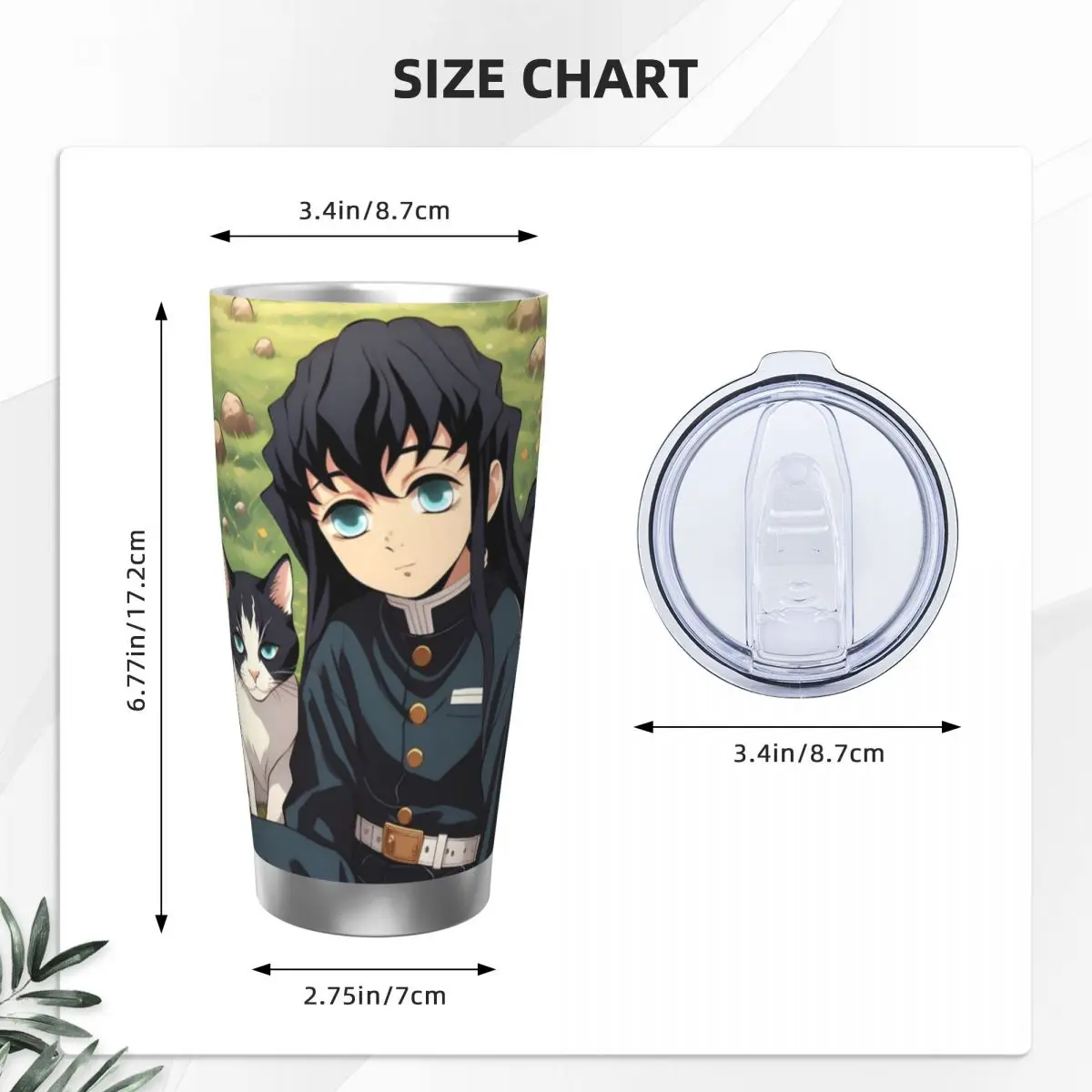 Muichiro Tokito Demon Slayer 20 унций автомобильная кружка из нержавеющей стали соломенная