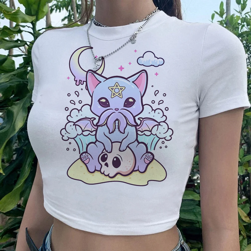 

Pastel Goth футболка goth cyber y2k 2000s короткий топ для девочек Harajuku cyber y2k готические футболки