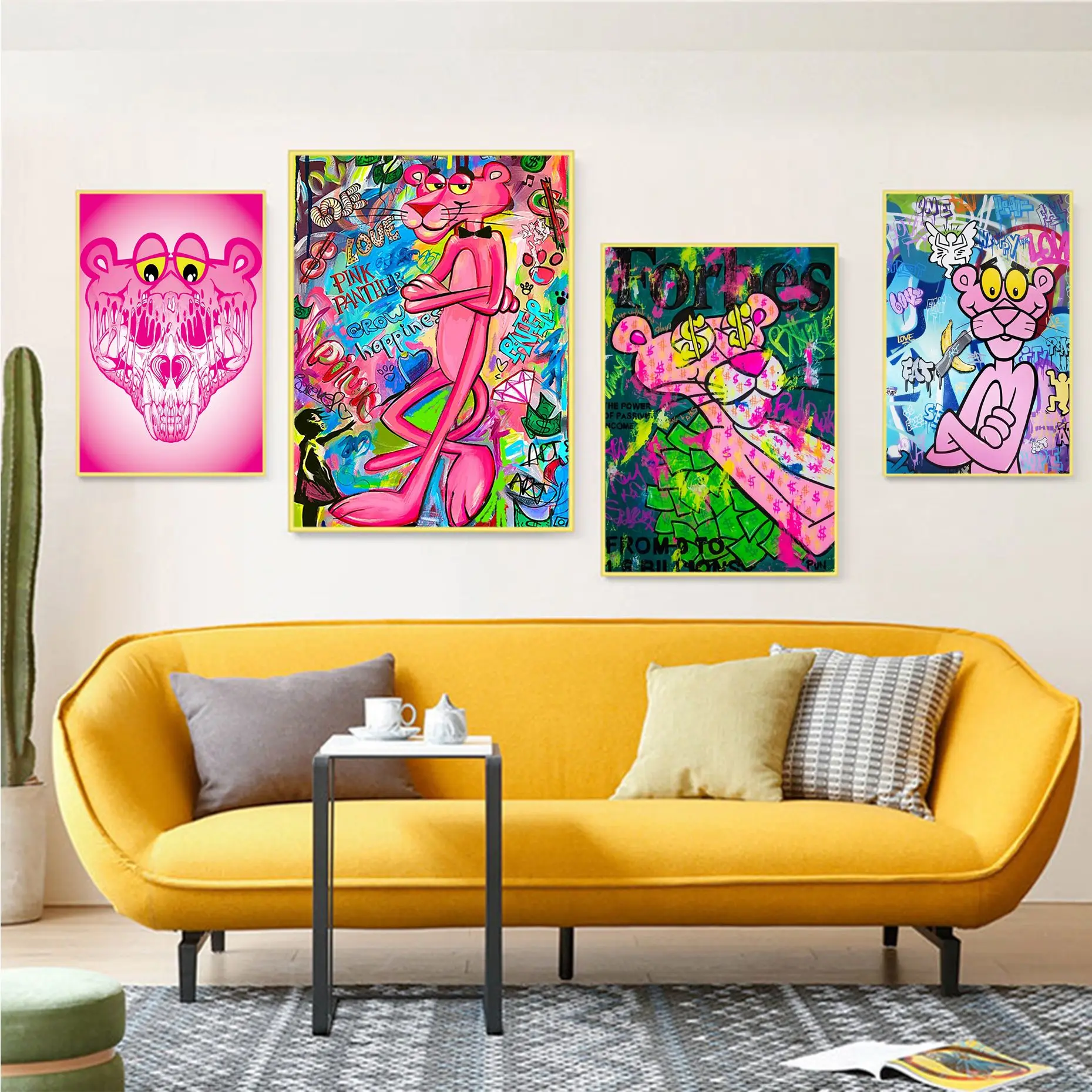 

BANDAI Graffitti Street Art Pink Leopard Animal Panther DIY Poster Kraft Paper Sticker Home Bar Cafe Posters Wall Stickers