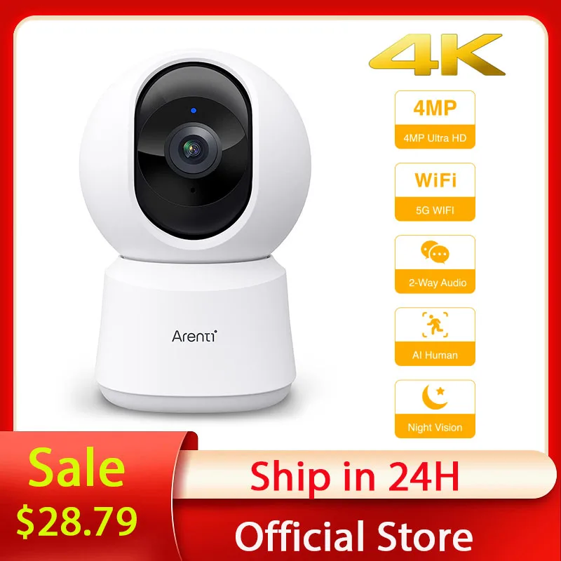 4K 8MP 2.4 & 5GHz Wireless IP Camera Indoor Security Wifi PTZ Camera 4MP HD Auto Tracking Video Surveillance CCTV Camera P2Q