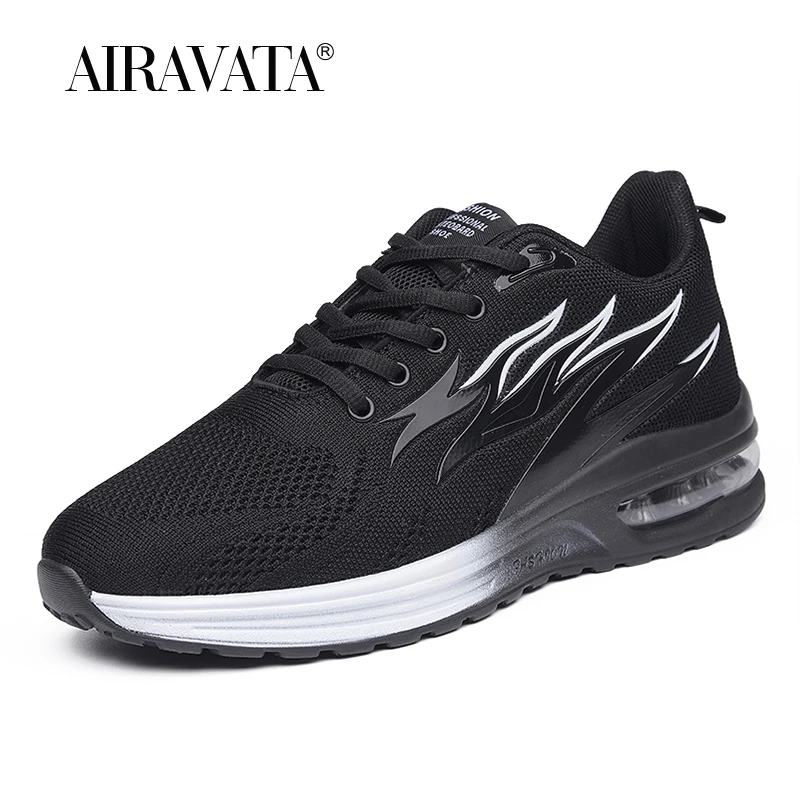 Mens Sneakers Mesh Breathable Tennis Shoes Cushioned Flame Printing Men Women Sports Shoes Plus Size 36-46