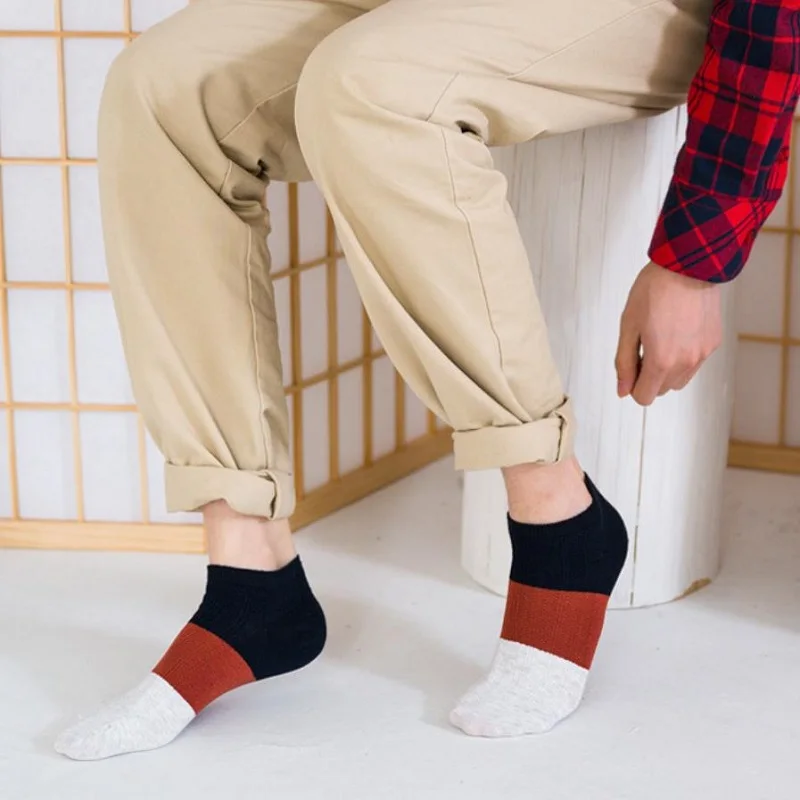 5 Pairs Cotton Men Socks Fashion Soft Breathable Mesh Casual Ankle Socks Outdoor Sport Travel Socks Simple Male Street Style