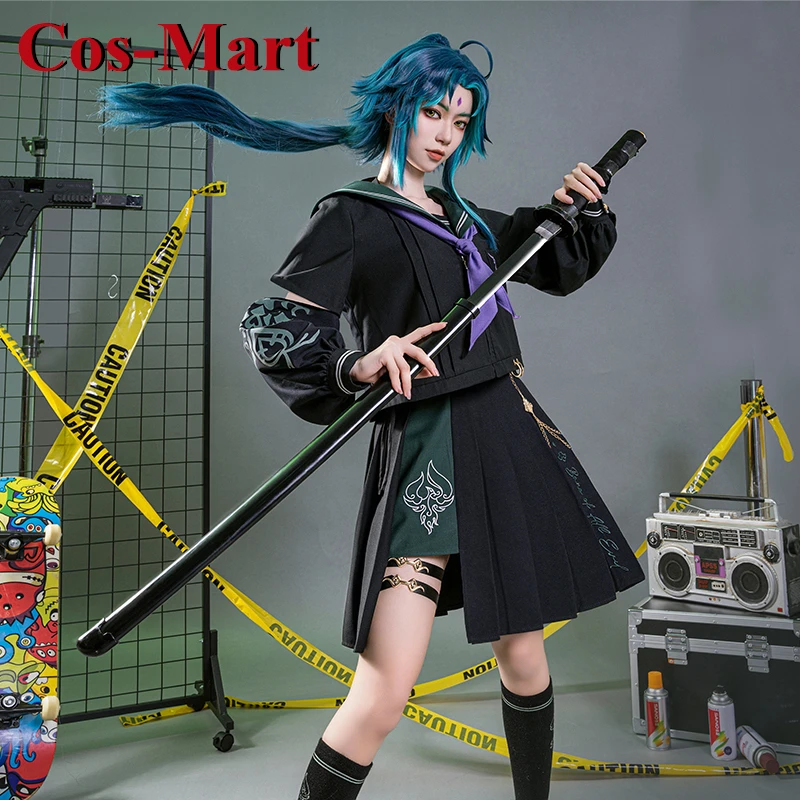 

Cos-Mart Game Genshin Impact Xiao Cosplay Costume Yaksa Bad Preppy Style Sailor JK Uniform Activity Party Role Play Clothing