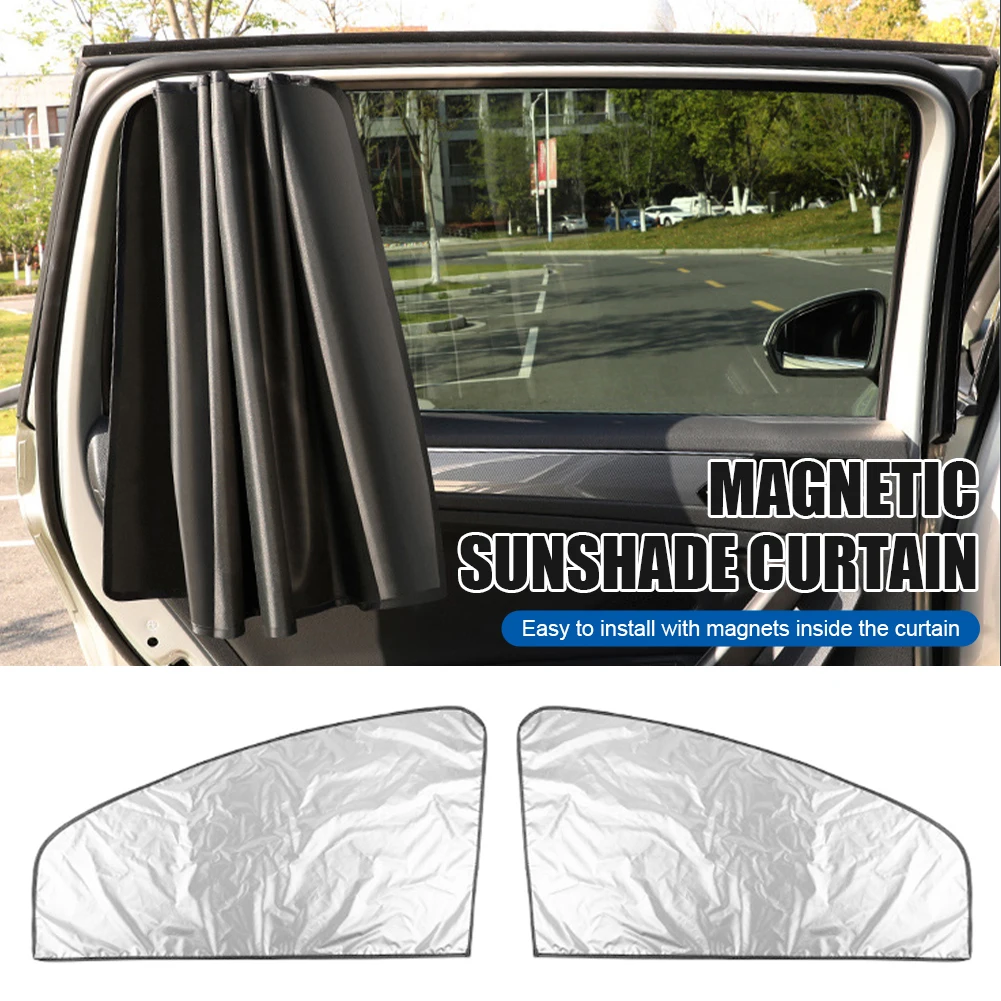 

Universal Magnetic Car Sunshade Reflective Silver Cloth Sunscreen Front Rear Window Shade Cover Summer Window Curtain Sun Visor