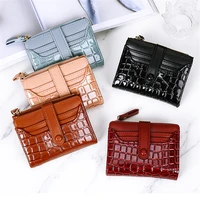 women men small card holder for idcredit business pu stone pattern snap zipper wallet card case coin purse 2022 free shipping