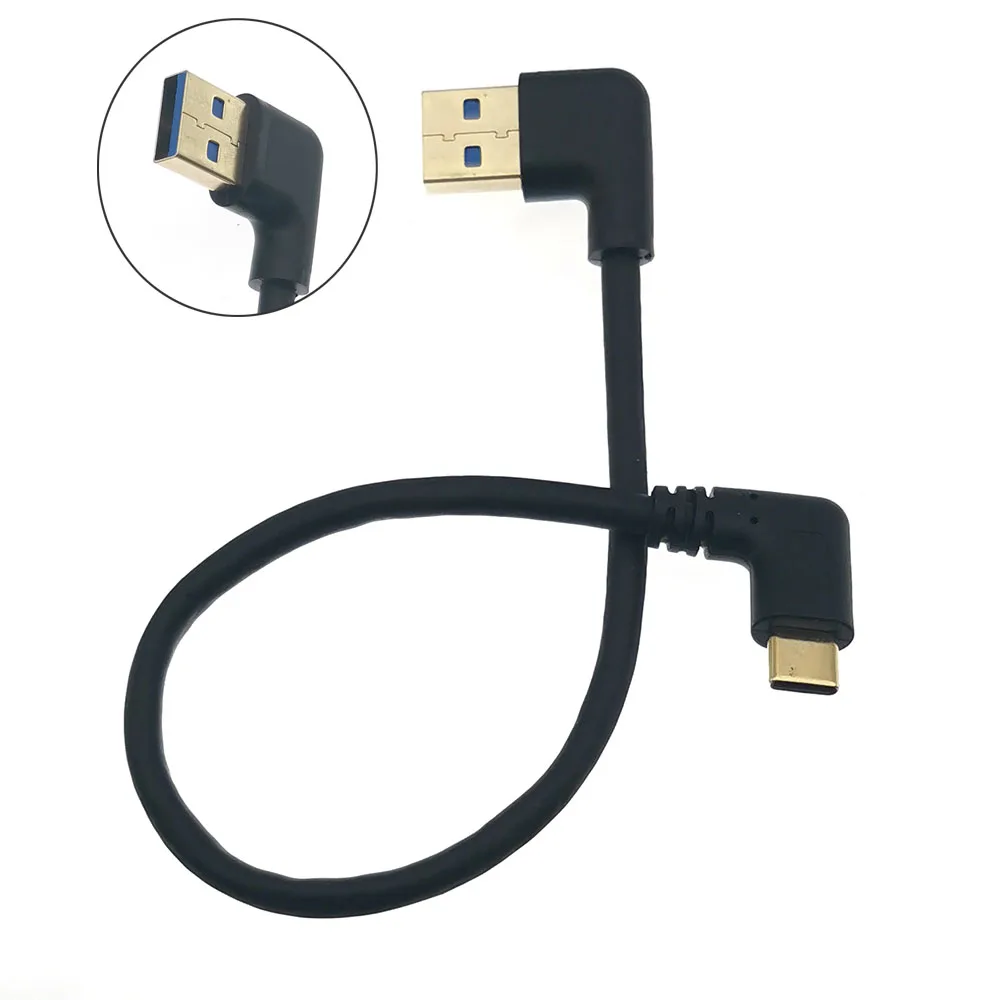 

USB 3.0 A к USB Type C 90 градусов левый правый угол переходник «папа-папа» кабель для передачи данных с экранированием 25 см