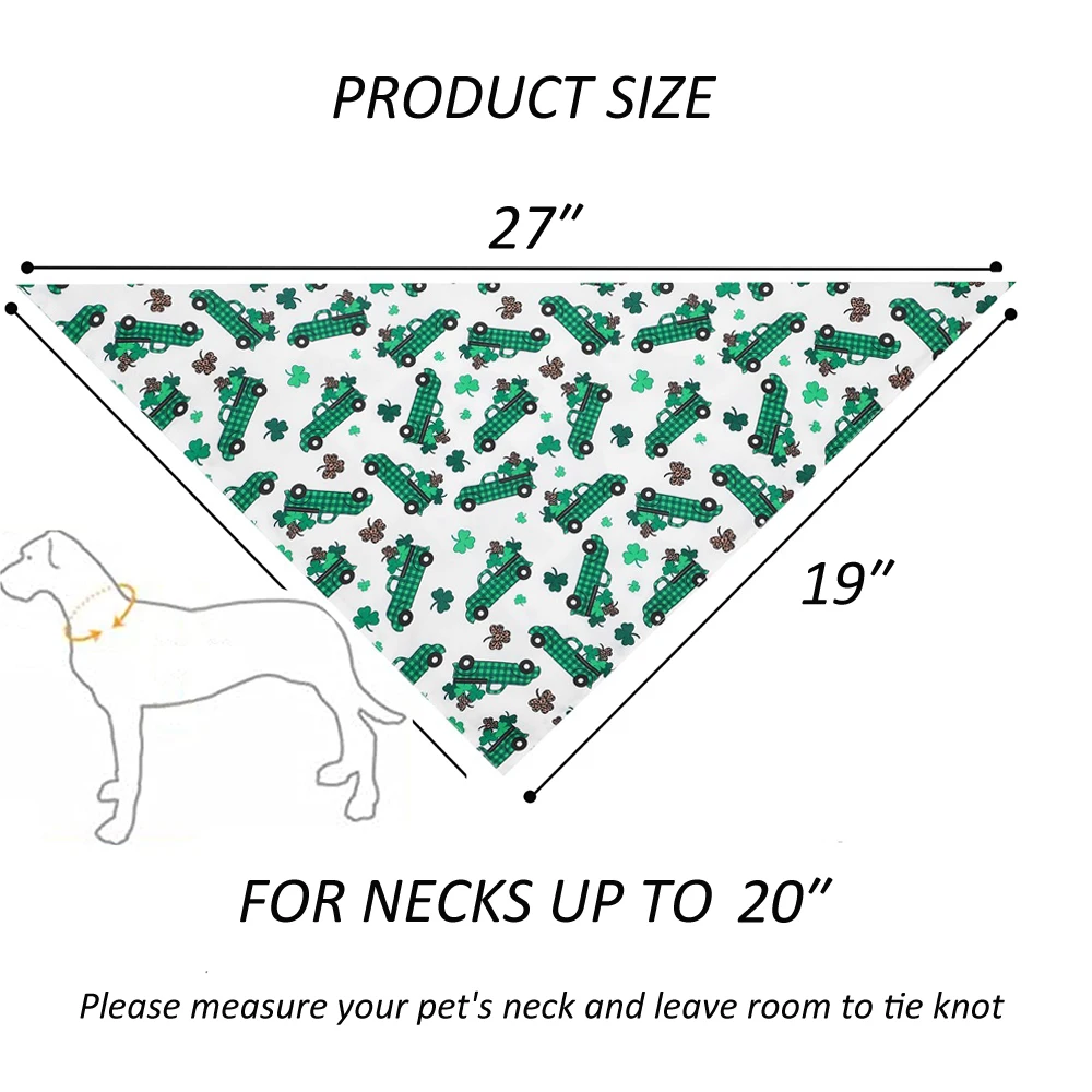 Sucado St. Patrick's Day Dog Bandana Shamrock Pattern Reversible Triangle Bibs Scarf for Small Medium Large Dogs