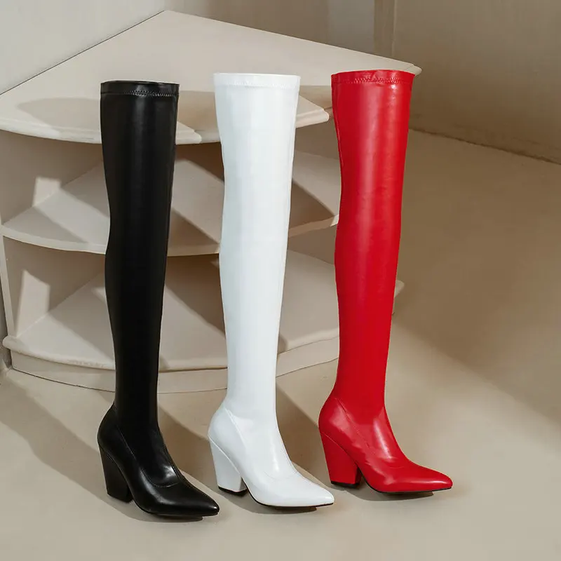 Женские облегающие ботфорты из искусственной замши оливково-Зеленые с острым