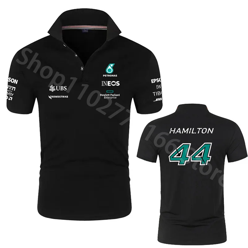 

2022 Formula One Racer Number 44 Lewis Hamilton F1 Racing Fans Short-Sleeve Team Logo Men/Women Polo Shirt Oversized T-shirt