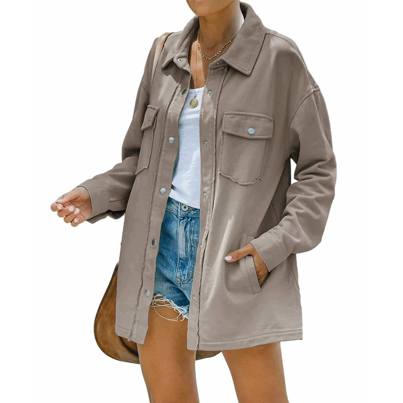 

Women Baggy Coat Women Long Sleeve Single-Breasted Turn-down Collar Coat Spring Autumn Solid Pocket Stitching Cardigan Coat