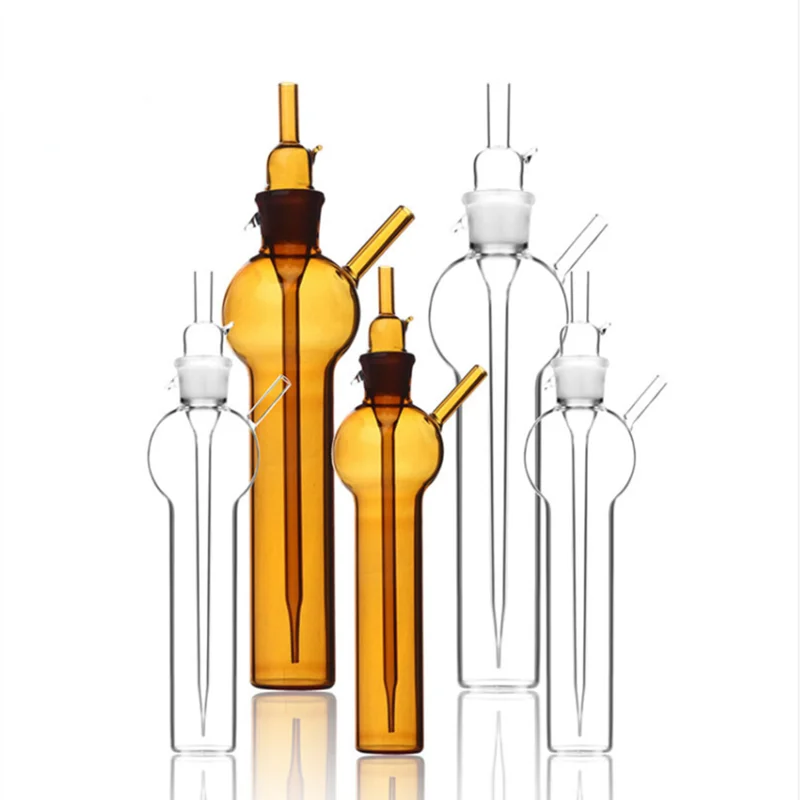 

1pcs/lot 10ml/25ml/50ml/75ml/100ml/125ml/250ml lab Transparent/Brown Glass Ball-shape Impact absorber bottle, gas sampling tubes