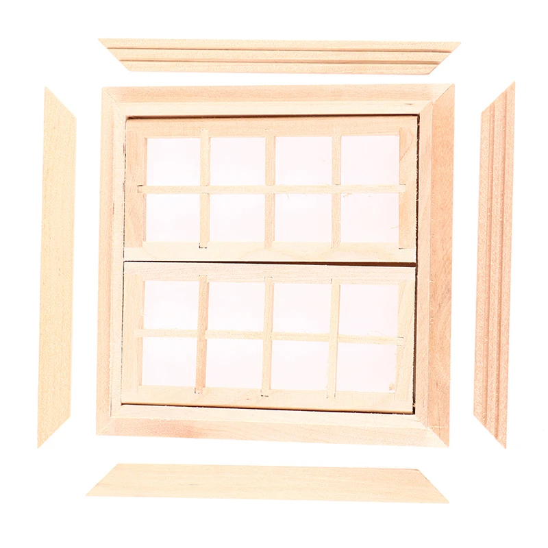 1:12 Dollhouse DIY Miniature Door Window 16 Grids Wooden Square Windows Model Home Doll House Decor Accessories furniture images - 6
