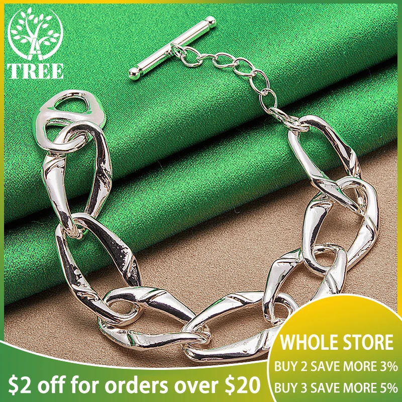 ALITREE 925 Стерлинговое Серебро искусственная кожа овальная пряжка звеньевые