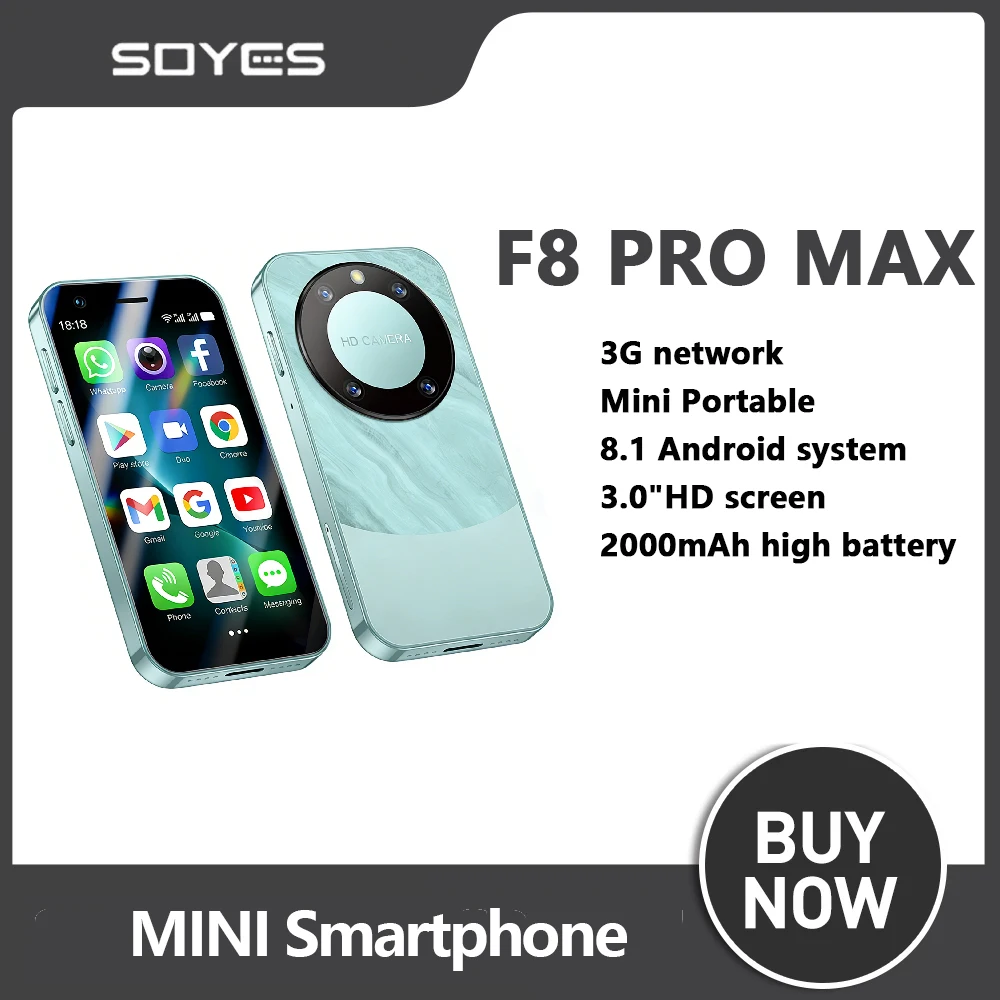 Фото Смартфон SOYES F8 Pro Max Mini, Android 8.1, 3.0 дюйма, 2000 мАч, Face ID, Dual SIM, поддержка 3G, Play Store, компактный мобильный телефон №2