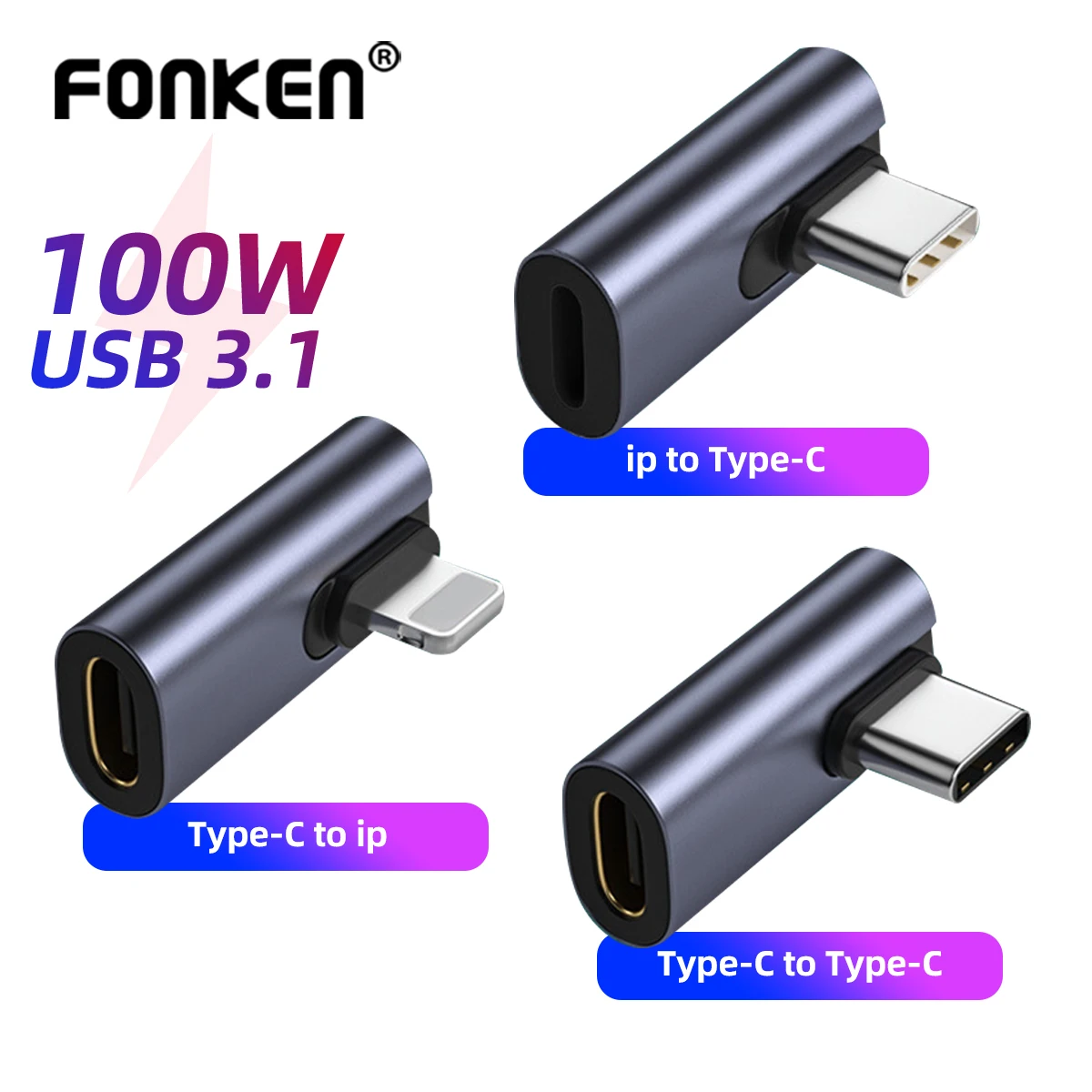 

Mobile Phone Adapter Type-C to Type-C Cable 8-pin 5V 2.1A Charging Elbow Data Line Converter for iPhone/iPad pro11 OTG Connector
