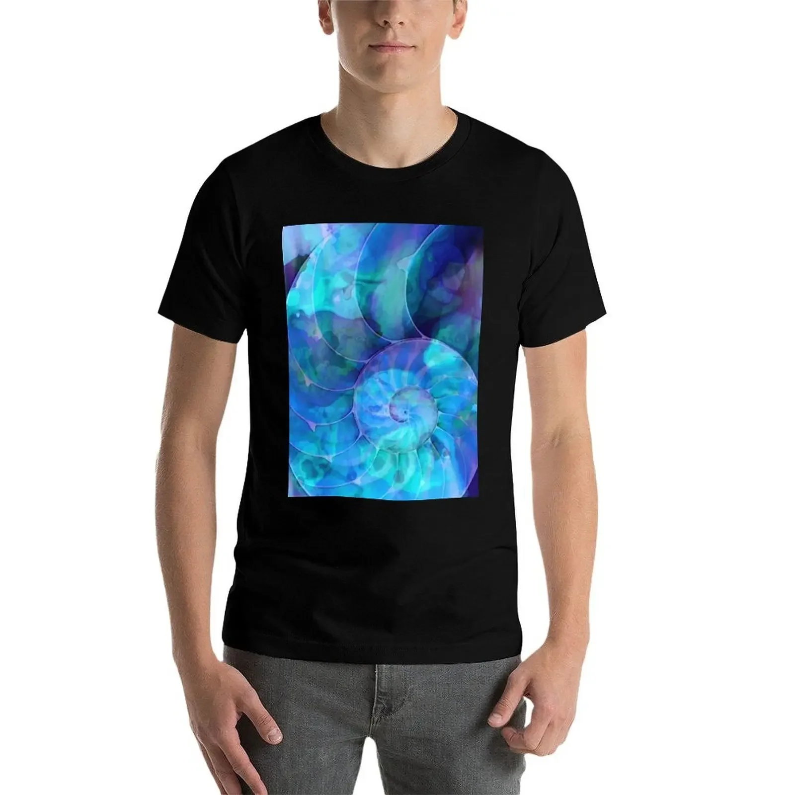 Футболка Blue Nautilus Shell By Sharon Cummings уличная одежда милые топы с аниме-фигурками