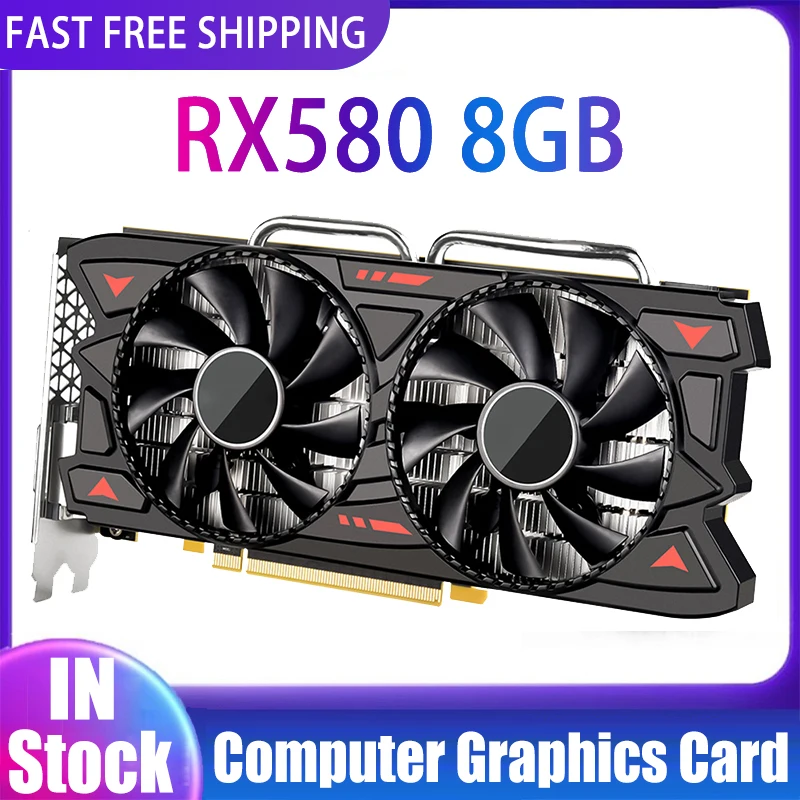 

Видеокарта RX580 8G GDDR5, видеокарта игровая PCIE3.0x16 HDMI-совместимая с DVI DP * 3 для настольного компьютера, карты AMD