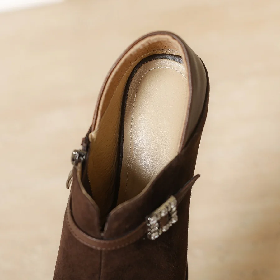 Туфли-лодочки женские из натуральной кожи на высоком каблуке платформе