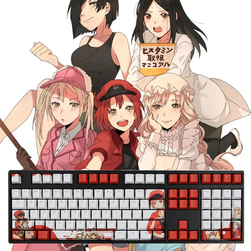 

Колпачки для клавиш 108 клавиш PBT аниме краситель-Sub OEM профильные колпачки пользовательские прозрачные переключатели MX для геймерских механических клавиатур картонные колпачки