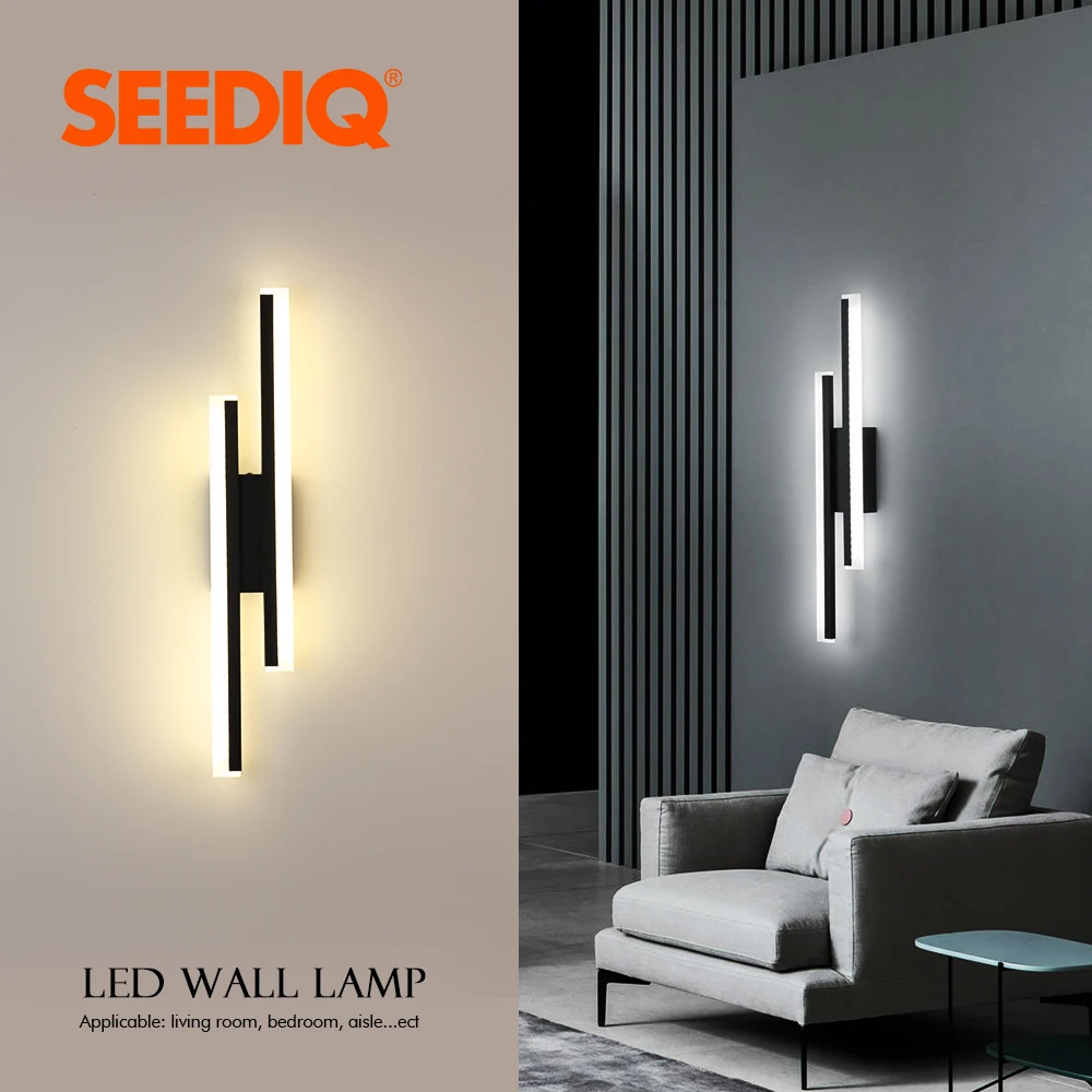 

Nordic Led Wall Light AC85-265V Wall Sconce Light 12W Black Modern Wall Lamp Acrylic lampshade Up And Down Wall Lighting Fixture