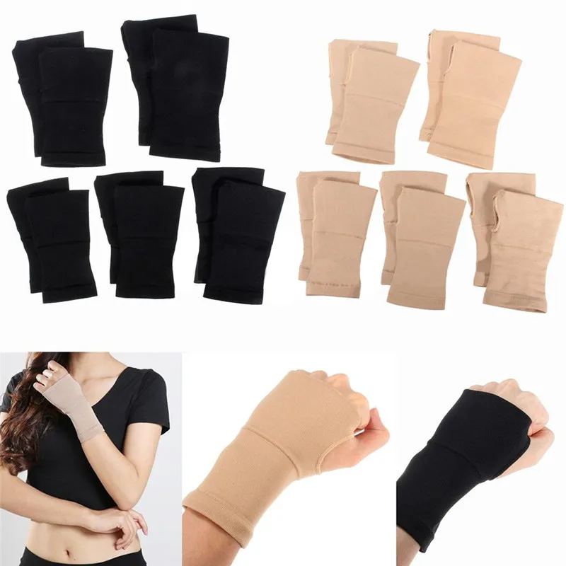 

1 Pair Carpal Tunnel Thumb Hand Wrist Brace Support Compression Bandage Black & Nude Size S/M/L