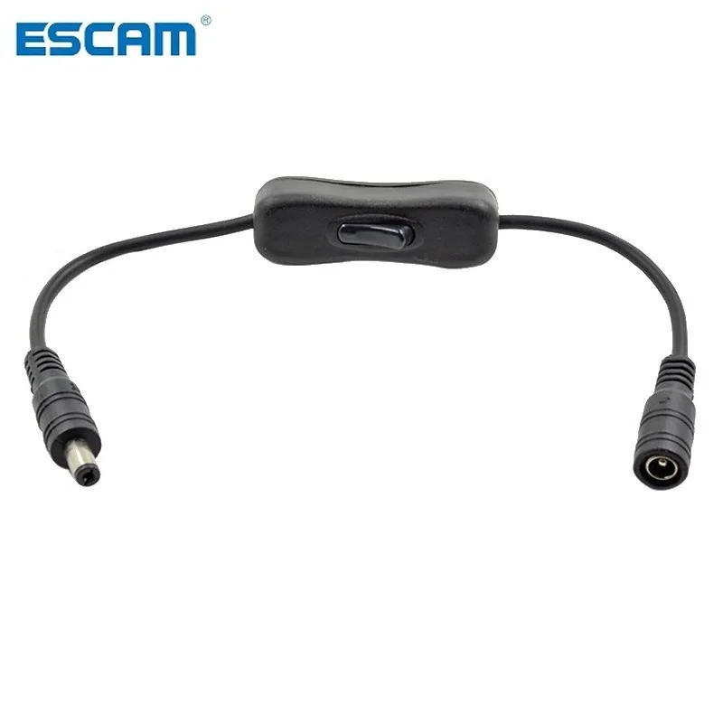 

ESCAM DC 12V Power Connection Cable with switch Black DC Switch Extension Cord