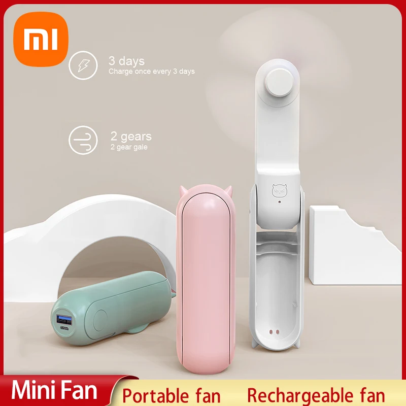 

Xiaomi Youpin Mini Portable Fan USB Handheld Charger Folding Fan Student Desktop Outdoor Summer Cooling Fans with Power Bank