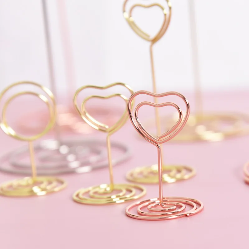 

Round Love Metal message clip wedding desktop metal note clip Table Number Stand Paper Clamp Romantic Photo Clip Desktop Decorat