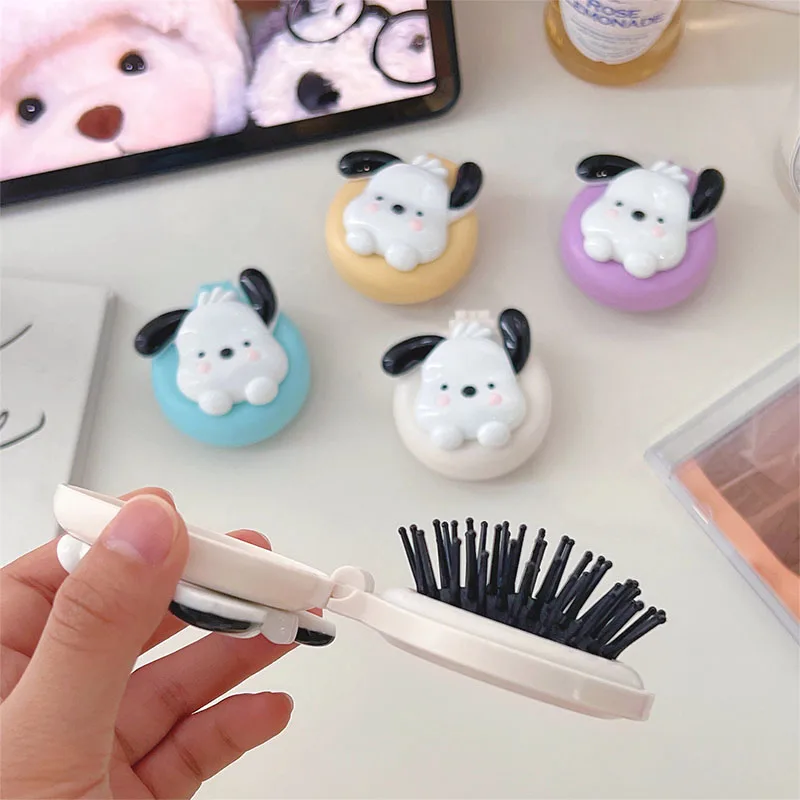 

Sanrio Kawaii My Melody Airbag Comb Pochacoo Cute Sweet Cartoon Student Portable Folding Mini Airbag Comb with Mirror Girl Gift