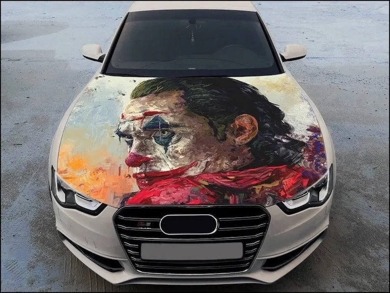 

Joker Car Hood Wrap Full Color Vinyl Decal Villain Sticker #4