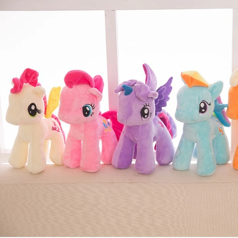 Фото Милая плюшевая игрушка-подушка My Little Pony, 25 см, подарок на день рождения, единорог My Little Pony, рождественский подарок №1