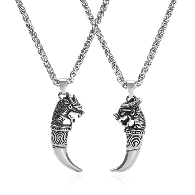 

Punk Cool Brave Wolf Teeth Pendant Necklace Women Men Lucky Jewelry Necklace