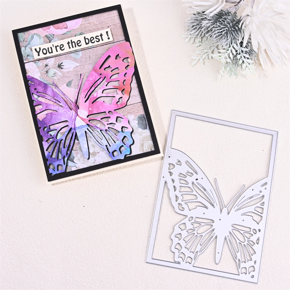 

InLoveArts Craft Butterfly Frame Metal Cutting Dies Cut Die Mold Rectangle Scrapbook Paper Knife Mould Blade Punch Stencil Dies