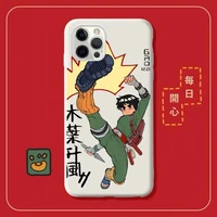 bandai naruto rock lee phone case for iphone 11 12 13 mini pro xs max 8 7 6 6s plus x xr solid candy color case