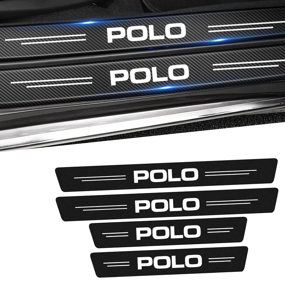 

4pcs Car Door Threshold Sill Sticker Trunk Protector for POLO 3 4 5 6 MK3 MK4 MK5 MK6 6R 6C 6N 6N2 9N 9N2 2021 2020 2019