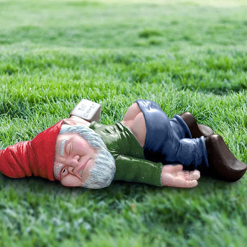 

New Large Creative Drunk Dwarves Lie Prone To Sleep Garden Decoration Garden Resin Crafts Decoration Birthday Gift Christmas