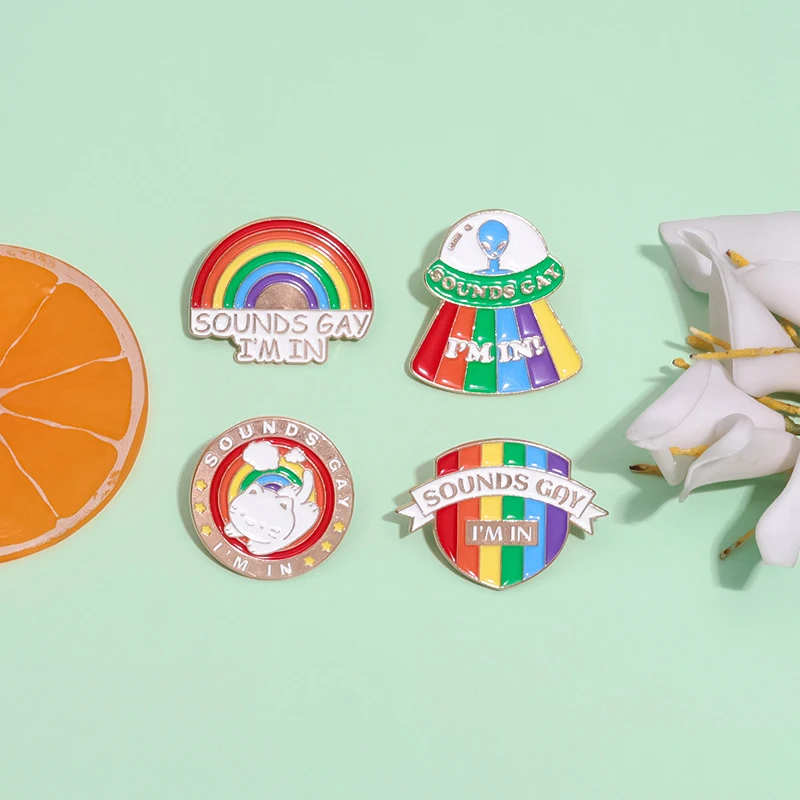 Звуки геев я в ЛГБТ-прайду эмалированные булавки на заказ Радуга инопланетянин