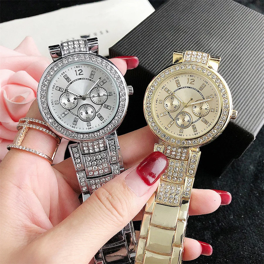 Brand Wrist Watches Women Girl Ladies Crystal Style Quartz Casual Steel Metal Band Clock fo15