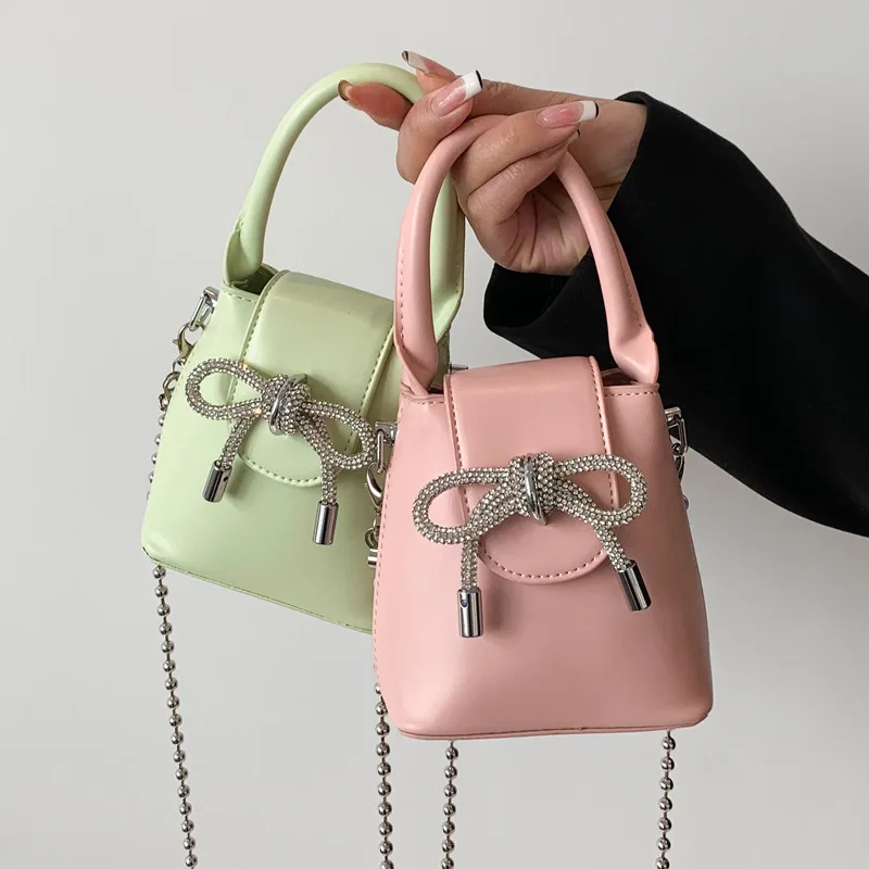 

Модные кожаные сумки-мессенджеры на плечо с бантом, дизайнерская Роскошная маленькая сумка-мешок для женщин, новинка 2023, Женская сумочка, кошелек для телефона