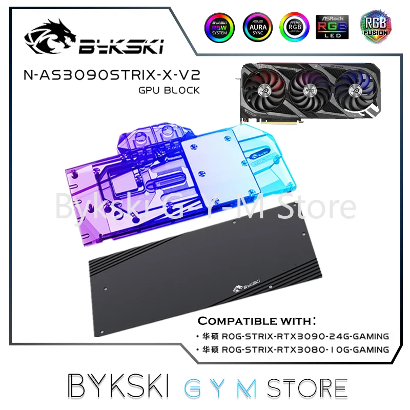 

Bykski Full Coverage GPU Water Block For ASUS RTX3080 3090 STRIX Graphic Card, VGA Watercooler,ARGB/RGB SYNC, N-AS3090STRIX-X-V2