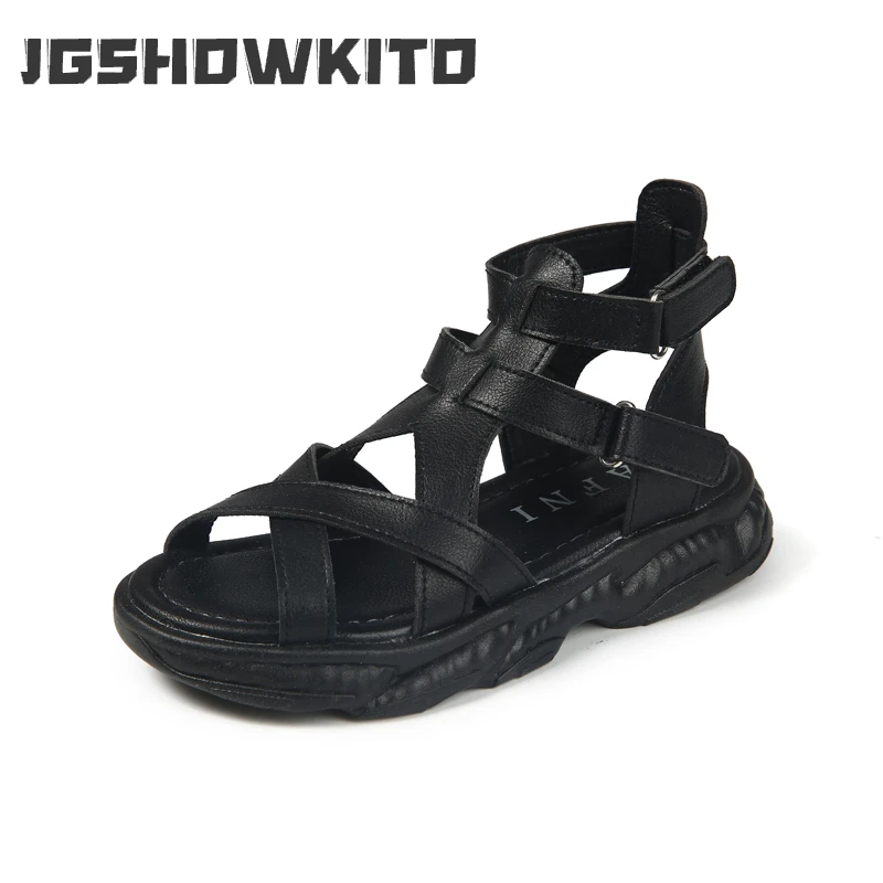 

Girls Gladiator Sandals Roman Sandals Beach Shoes Fashion 2022 Summer New Kids Sandals Black White Soft Popular Children Sandals