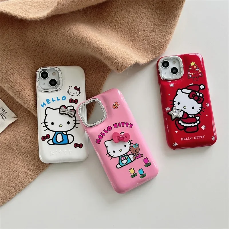 

IPhone15 Sanrio Kawaii HelloKitty аниме мультфильм чехол для телефона с рождественским рисунком анти столкновения аксессуары молодой девушки подарок на день рождения