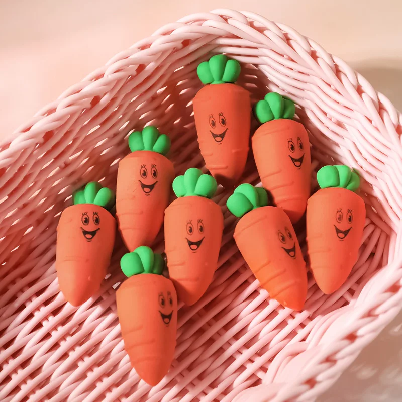 

2 Pcs Carrot Rubber Cute Mini Art Sketch Students' Supplies Eraser