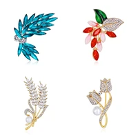 trendy crystal tulip grape ear of rice flower brooches for women vintage plant badge lapel pin wedding corsage jewelry gift 2022