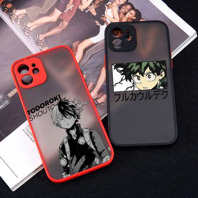 

My hero academia anime Phone Case Red Color Matte Transparent For iPhone 13 12 11 Pro Max Mini X XR XS 7 8 Plus