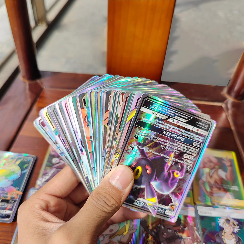 

2022 New Pokemon Card Korean 100 Vmax GX Mega EX Pikachu Game Battle Shining Pokémon Cards Kids Toys for Halloween Gift