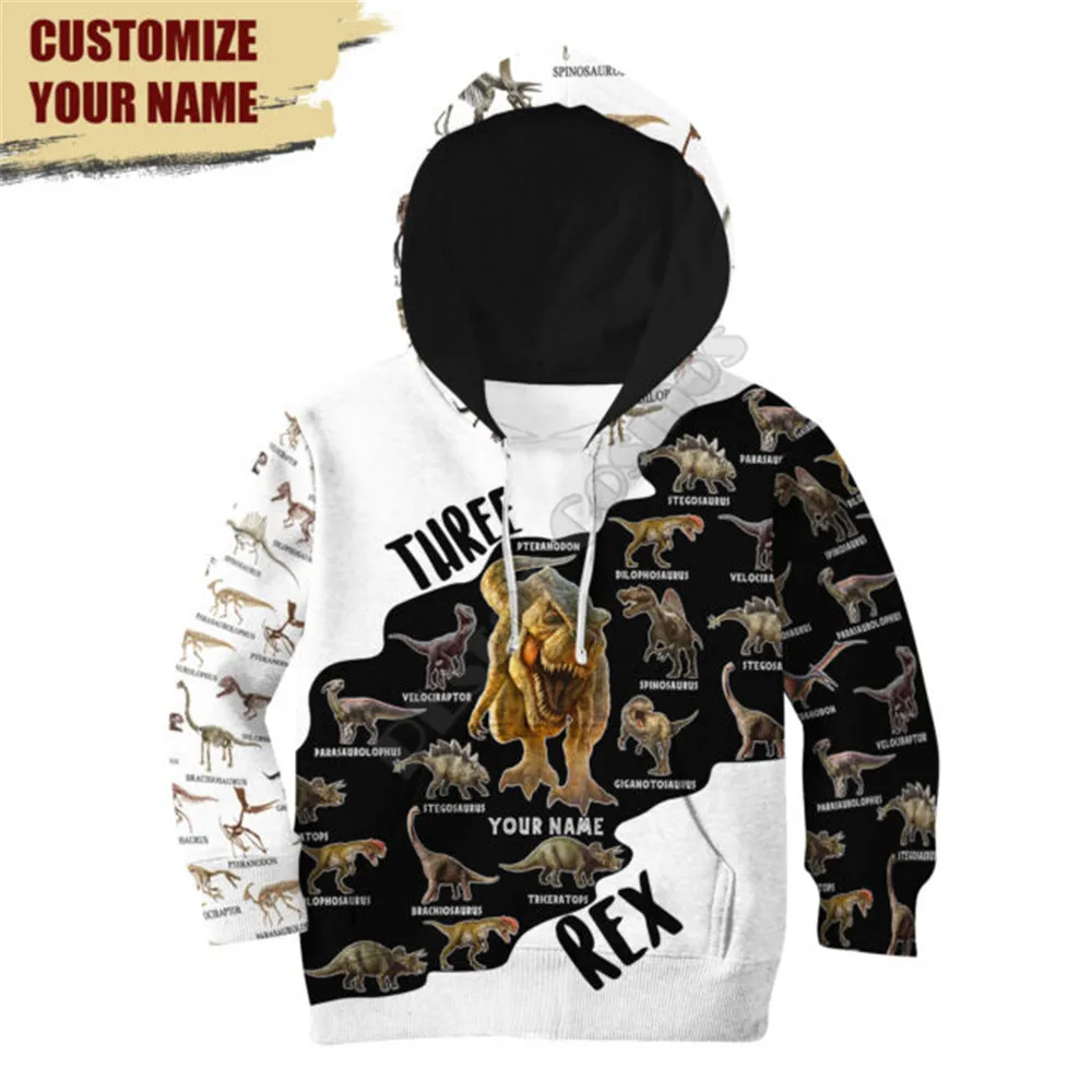 

Dinosaur Art Customize your name Hoodies T-shirt Apparel 3D Printed Kids Sweatshirt Jacket T Shirts Boy Girl Funny Animal 10