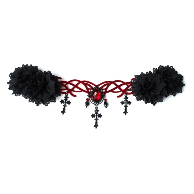

L5YA Flower Crowns Headband For Women Goth Headband Goth Head Chain