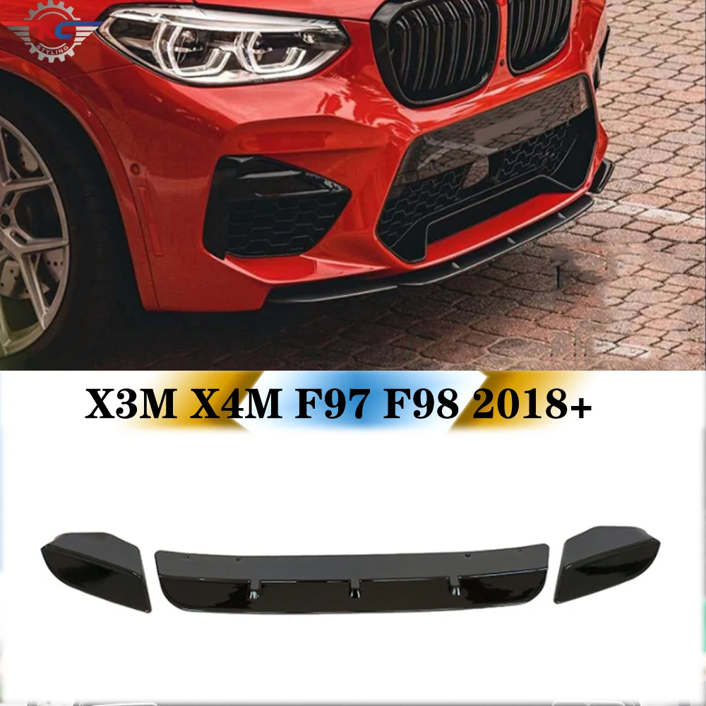 

Gloss Black Front Lip Bumper Splitter Sets For BMW X3M X4M F97 F98 2018+ abs Materials