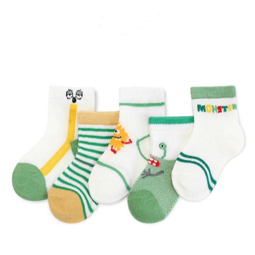 

5 Pairs/Lot Kids Cotton Summer Socks Mesh Breathable Cartoon Cute Boys Girls Socks High Quality
